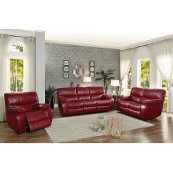Pecos Power Reclining Sofa Set - Leather Gel Match - Red